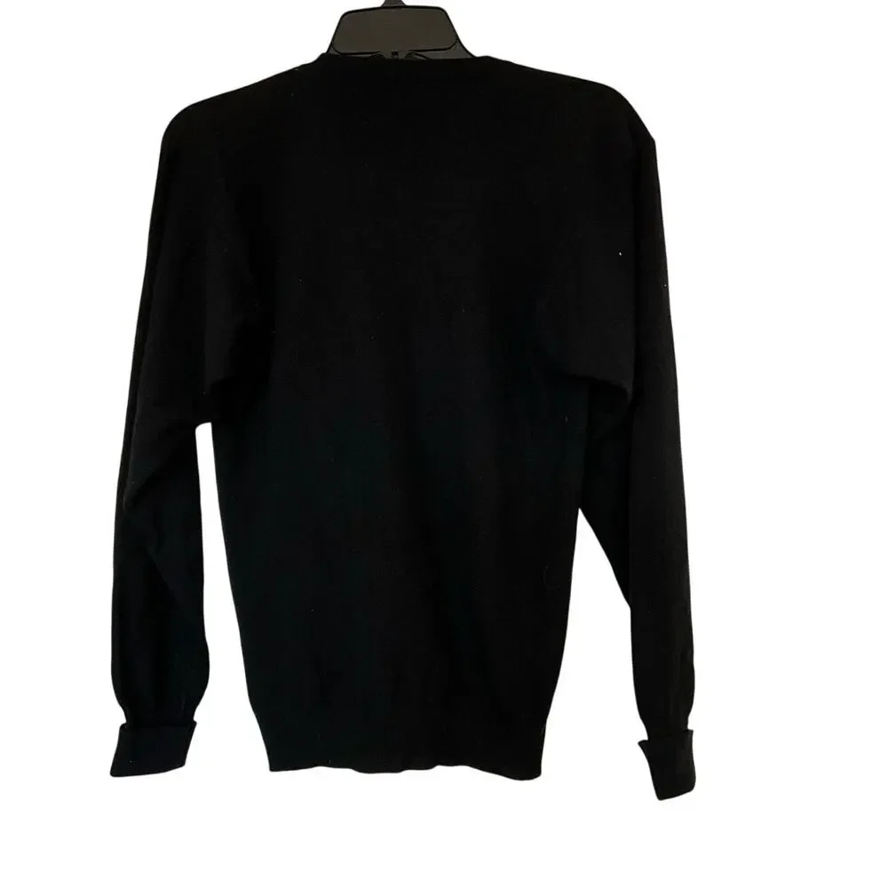 Chanel Vintage Black 100% Cashmere Sweater Gold CC Logo Buttons